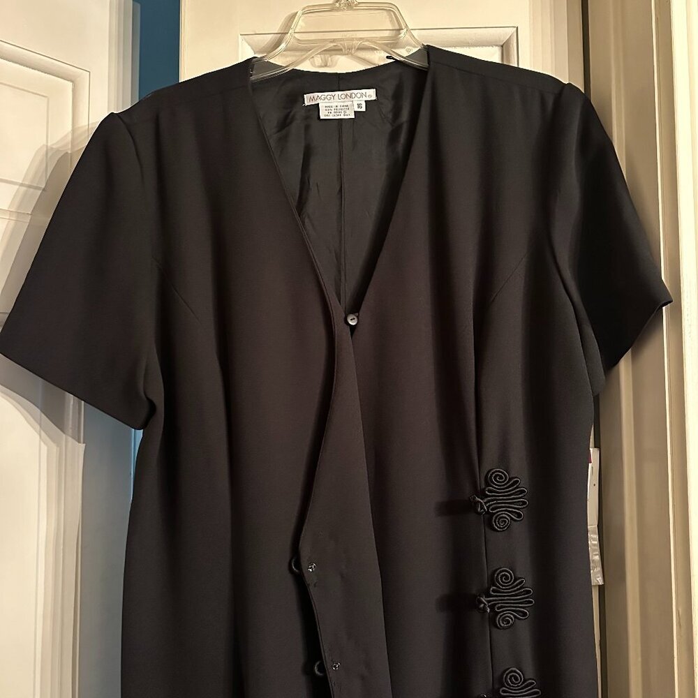 NWT || Maggie London || Black Maxi Dress | Size 16 | Button Front || Formal